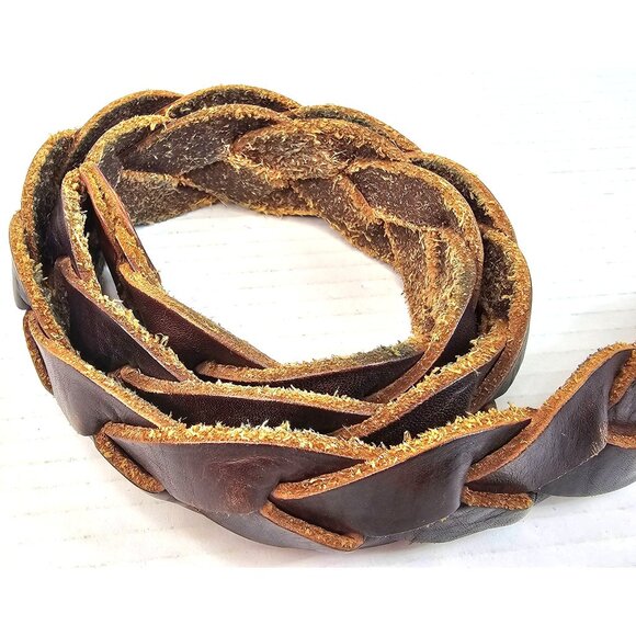 Lucky Brand Braided Leather Belt With Metal Buckle Dark Brown 32/34 - Picture 3 of 8